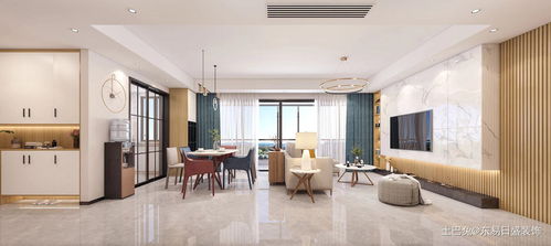 108平現(xiàn)代簡(jiǎn)約三居裝修效果案例 寬闊客廳與餐廳實(shí)景圖賞析